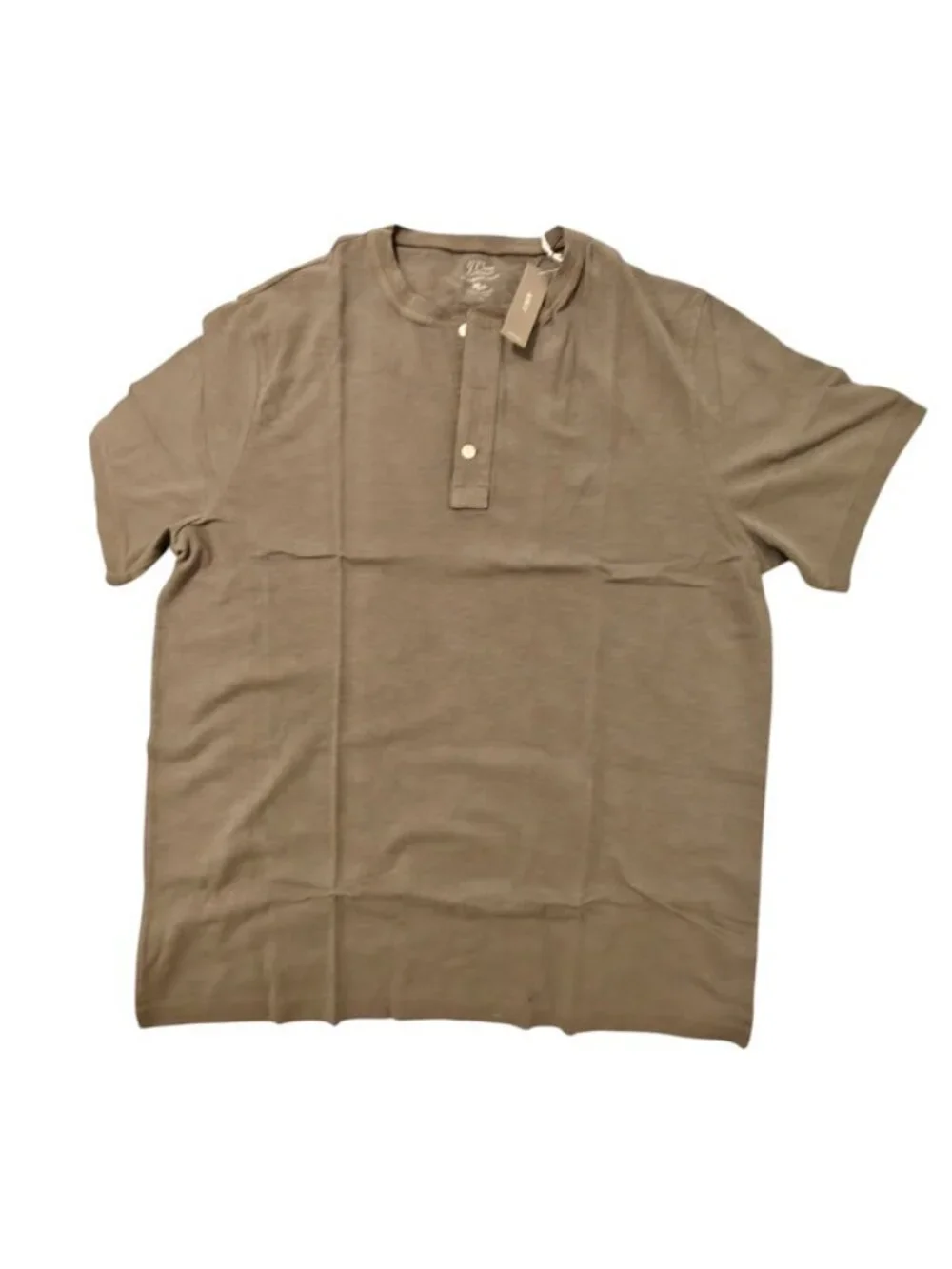 J. Crew Men's Garment Dyed Green XL Short Sleeve Henley Shirt 100 Cotton New